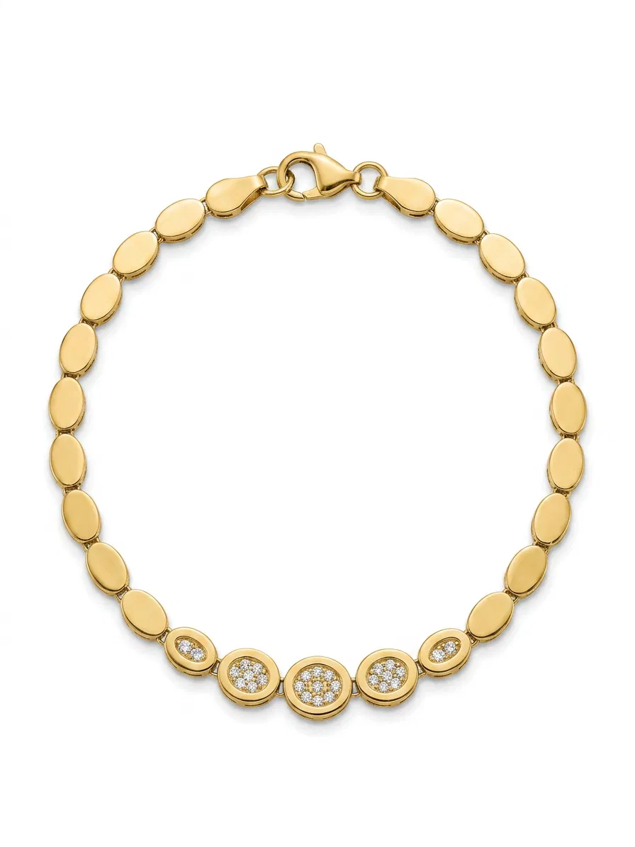 14 K Oval Taşlı Bileklik