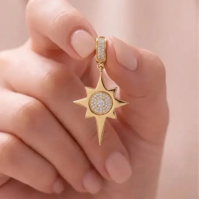 14 K Kuzey Yıldızı Döküm Charm