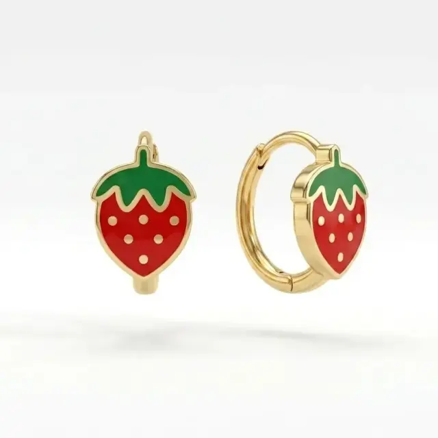 14 K Çilek Küçük Çocuk Küpesi