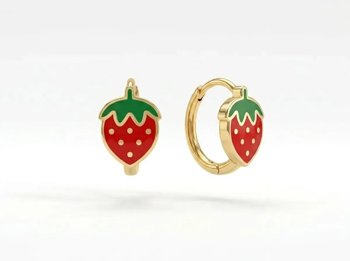 14 K Çilek Küçük Çocuk Küpesi