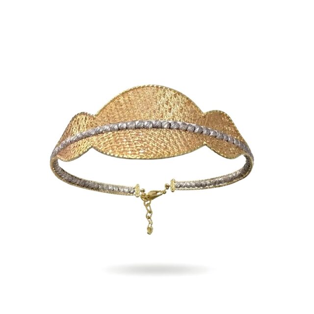 14 K Beyaz Dorikalı Rose Kelepçe