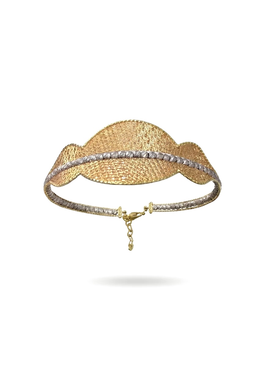 14 K Beyaz Dorikalı Rose Kelepçe