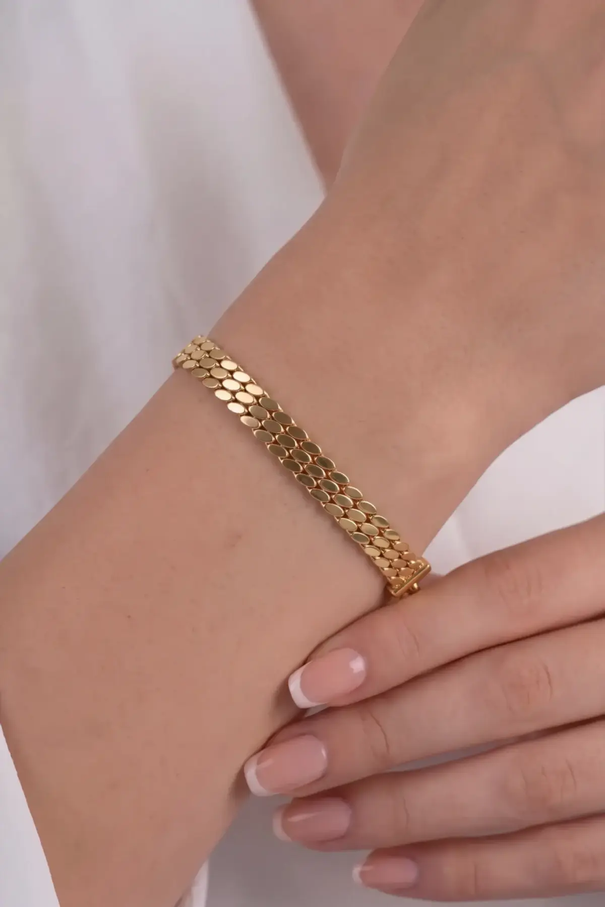 14 K Üç Sıra Pullu Bileklik