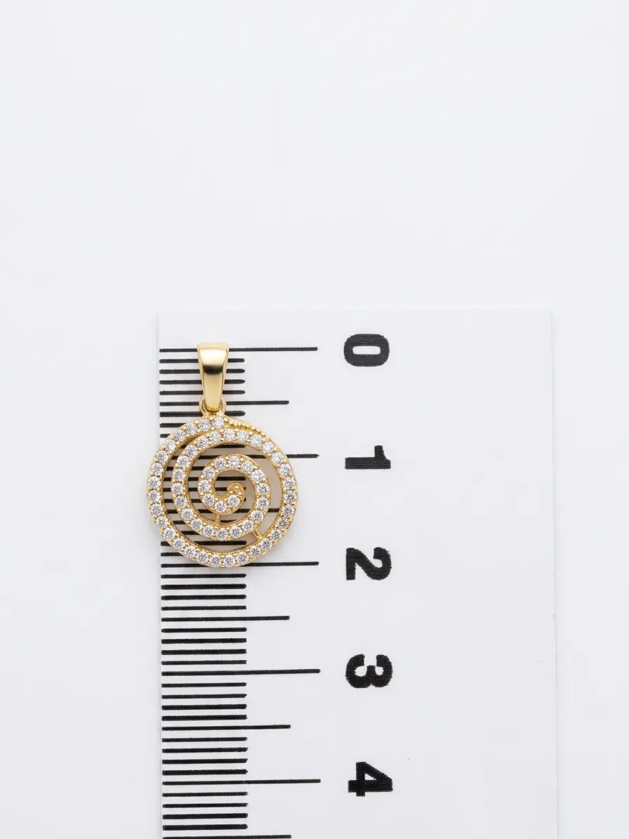 14 K Taşlı Spiral Döküm Kolye Ucu
