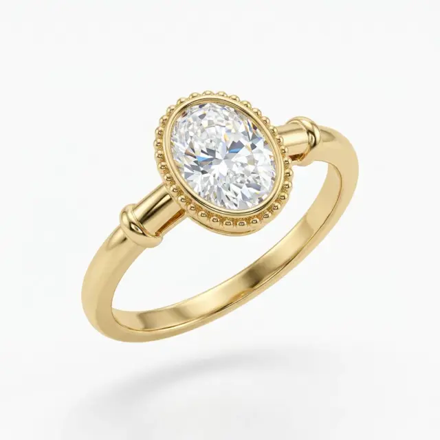 14 K Oval Taşlı Yüzük