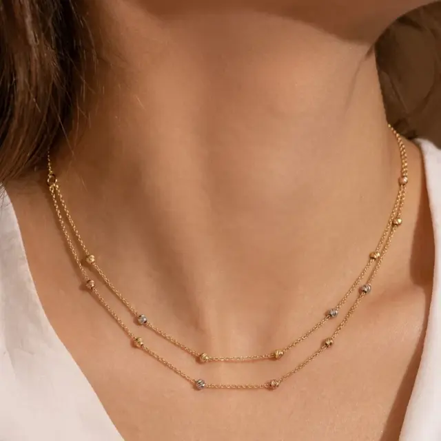 14 K Dorikalı Çift Sıra Zincir