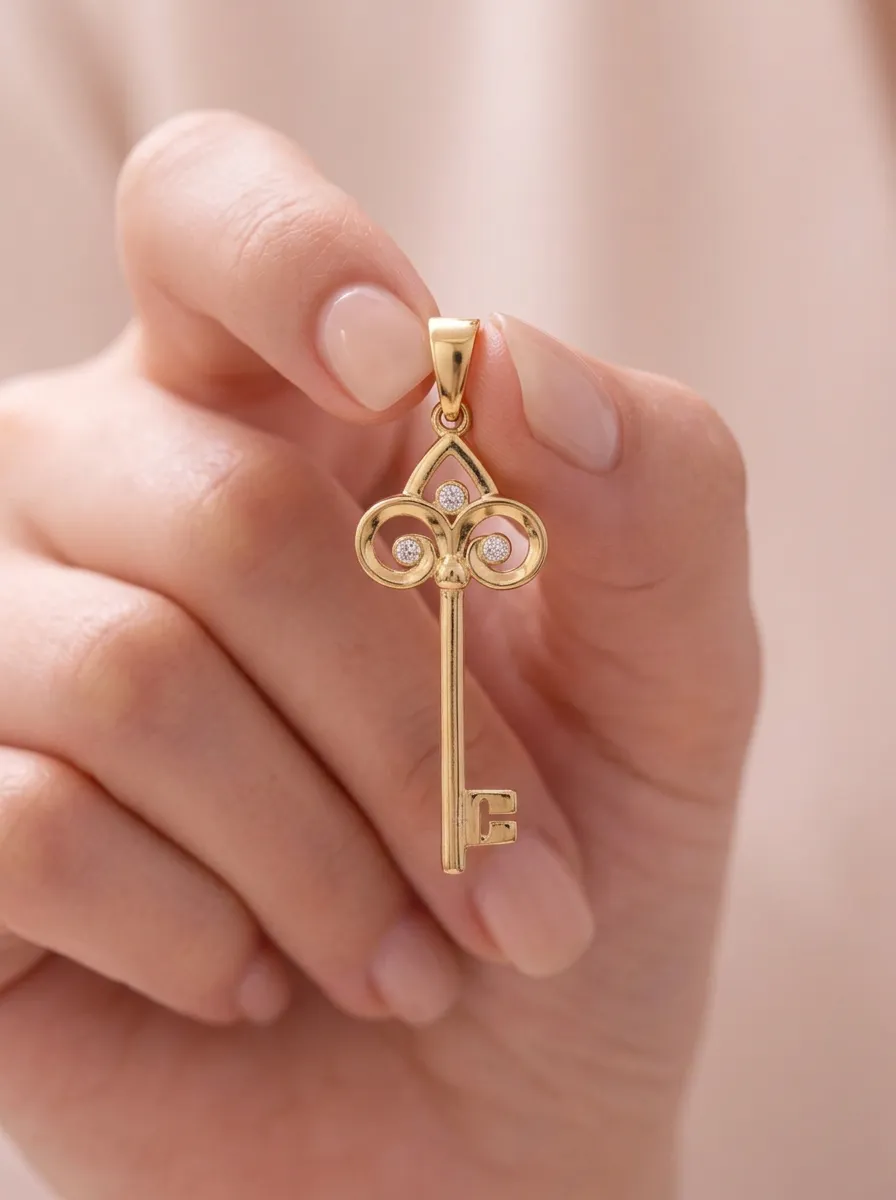 14 K Anahtar Döküm Kolye Ucu