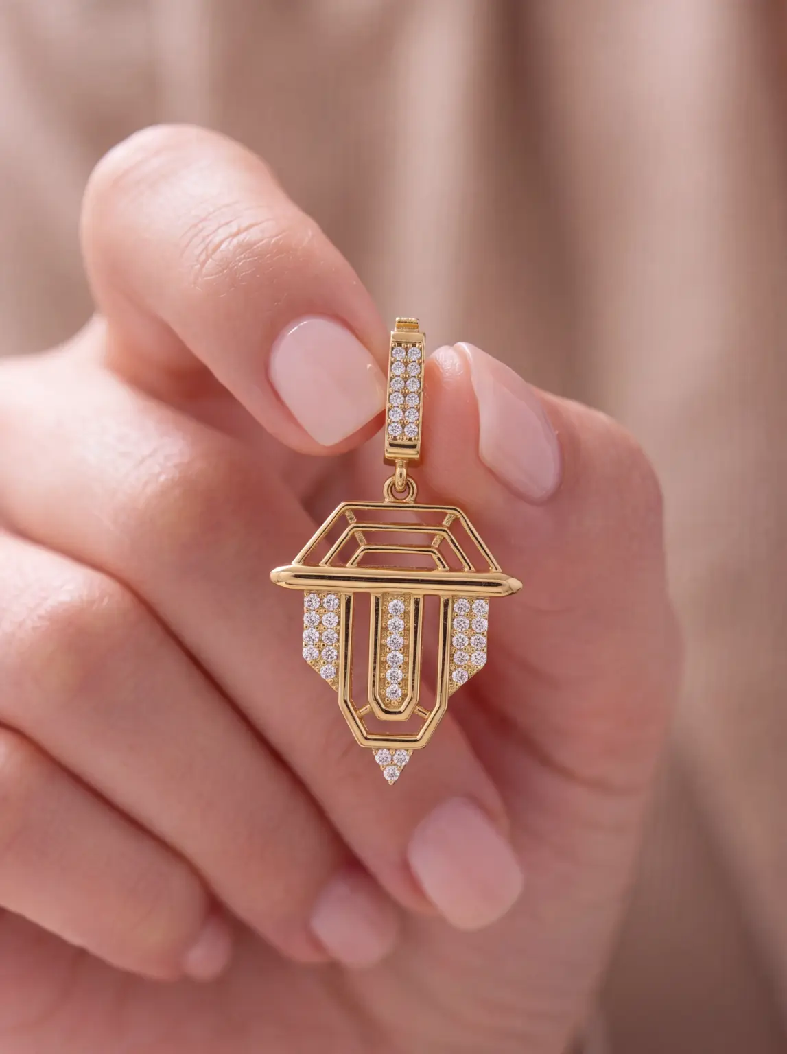 14 K Taşlı Döküm Charm Kolye Ucu