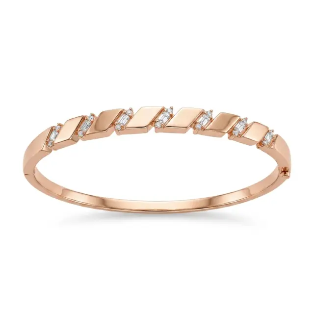 14 K Taşlı Rose Kelepçe Bilezik