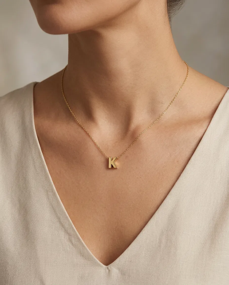 14 K K Harfi Kolye