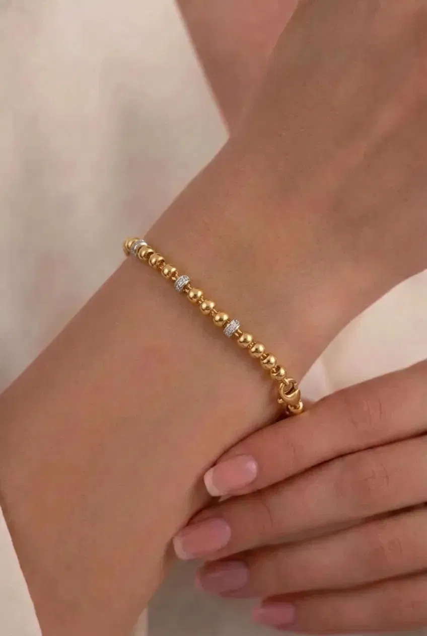 14 K Top top taşlı Bileklik