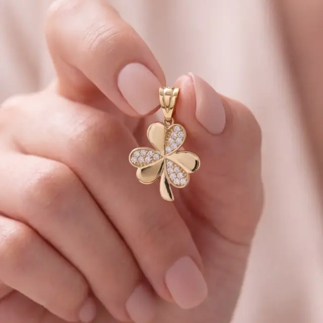14 K Üç Yapraklı Yonca Kolye Ucu
