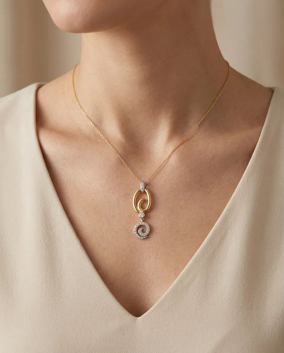 14 K Spiral Tasarım Kolye