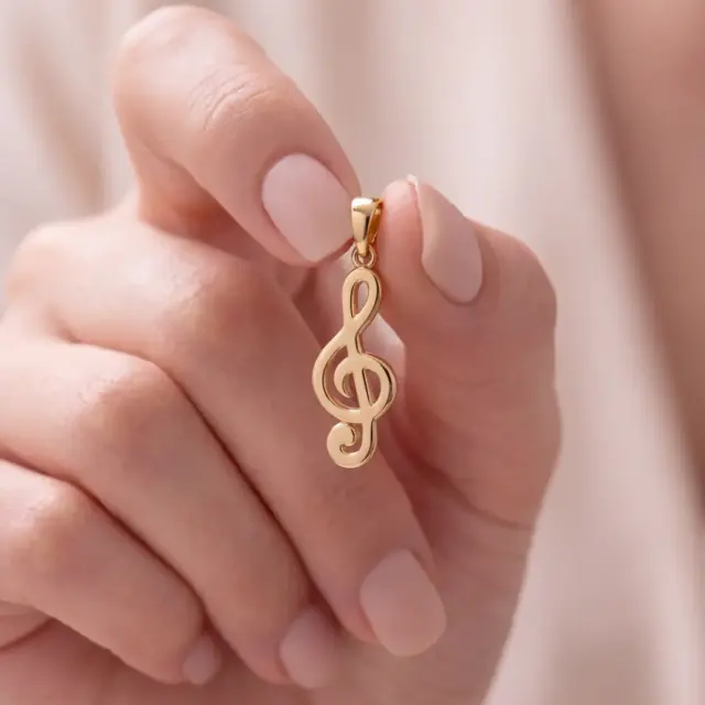 14 K Sol Anahtarı Kolye Ucu