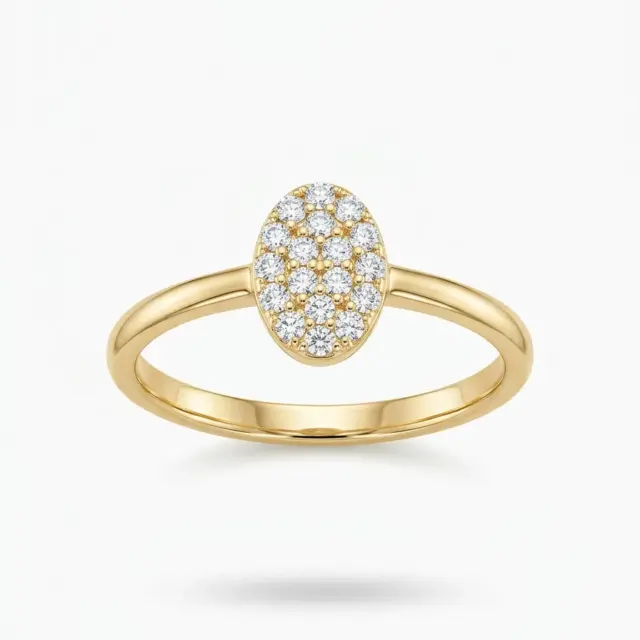 14 K Oval Taşlı Yüzük