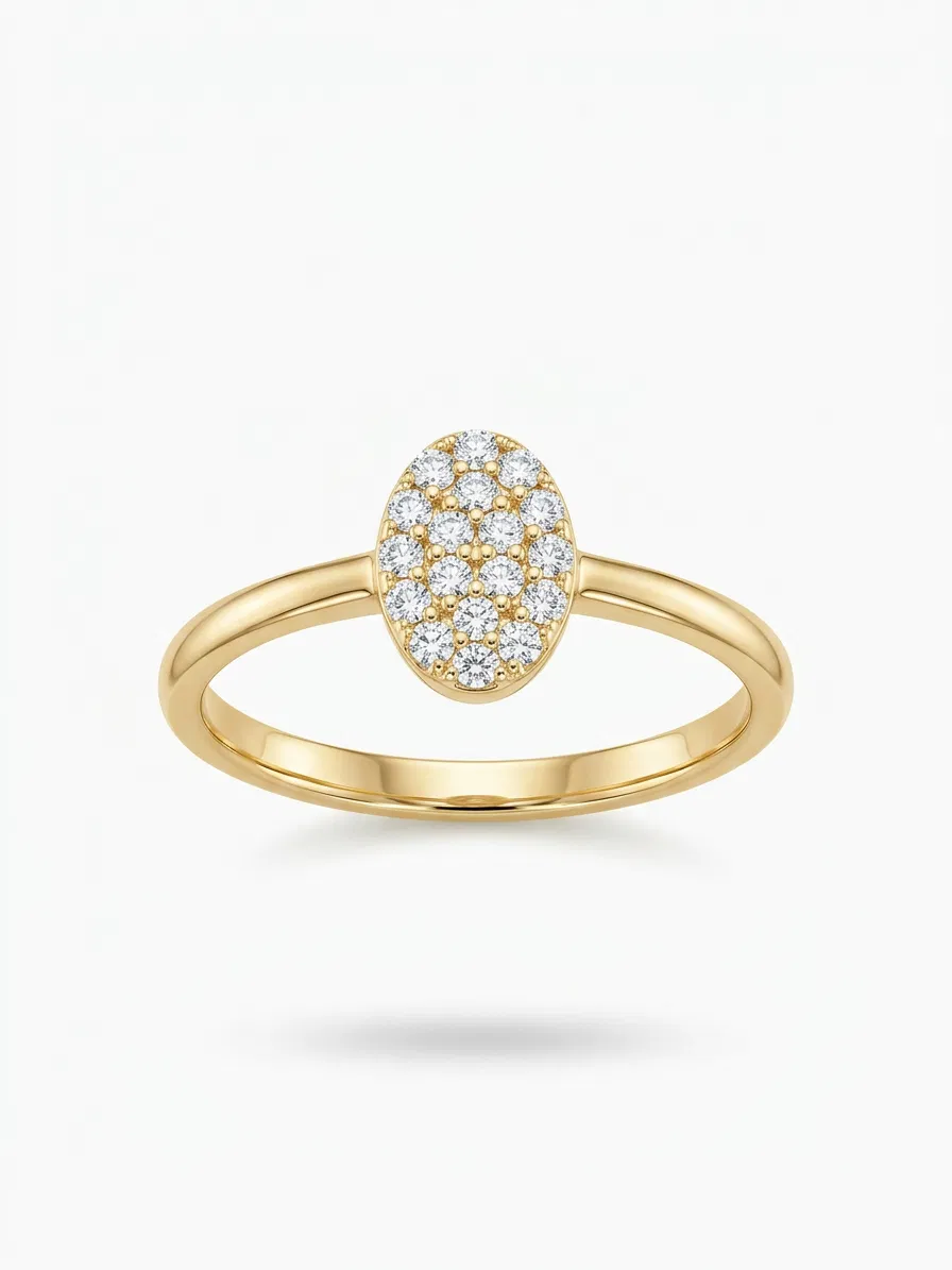 14 K Oval Taşlı Yüzük