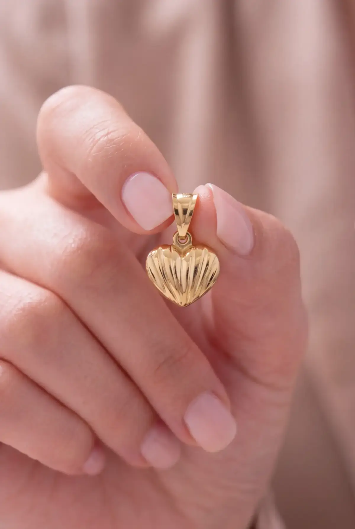 14 K Kalp Pres Kolye Ucu