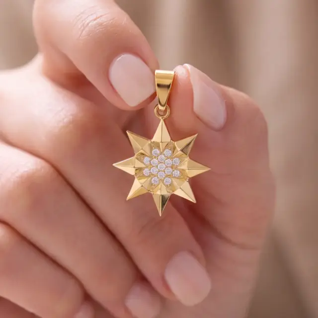 14 K Güneş Döküm Kolye Ucu