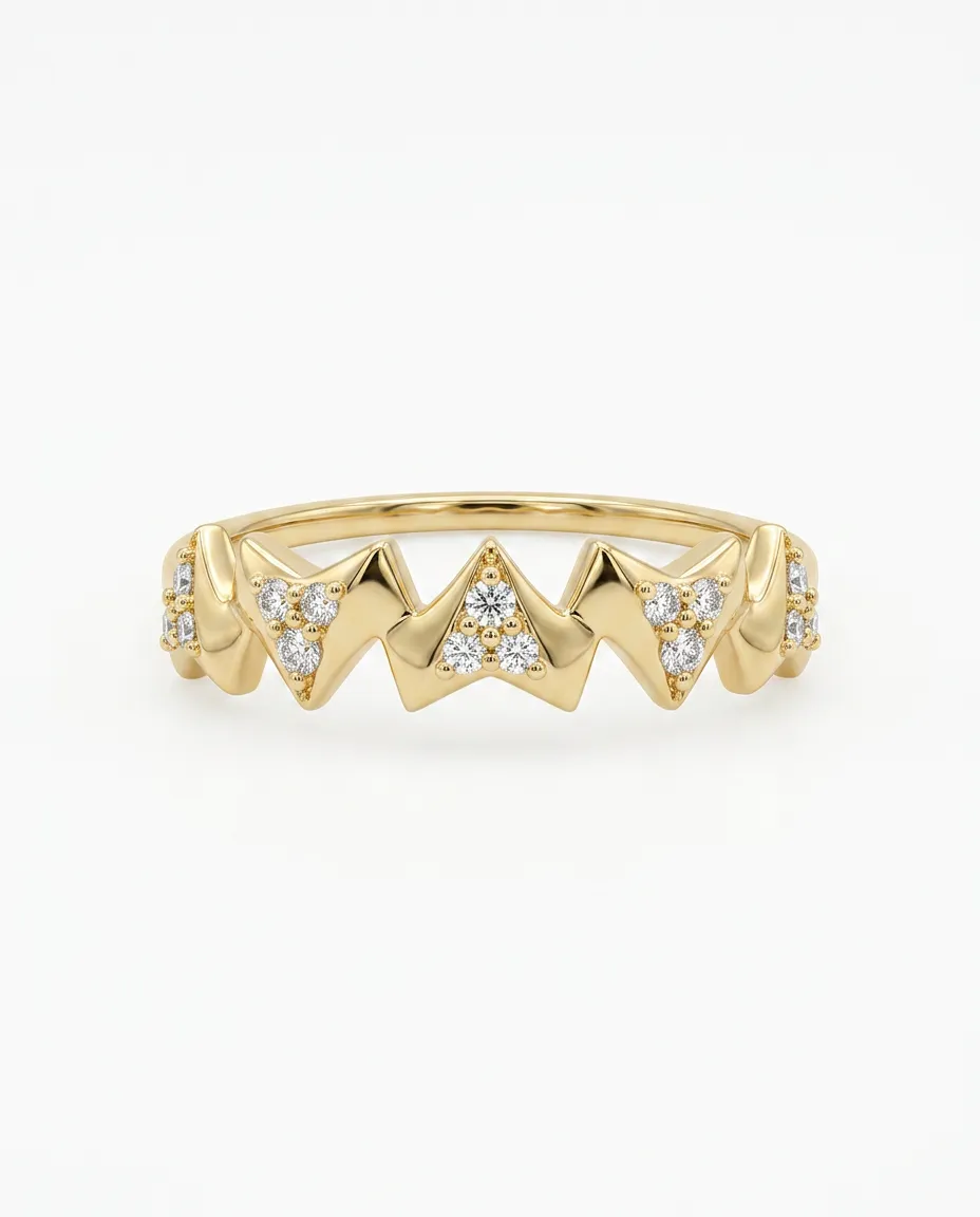 14 K Origami Kalpler Taşlı Yüzük