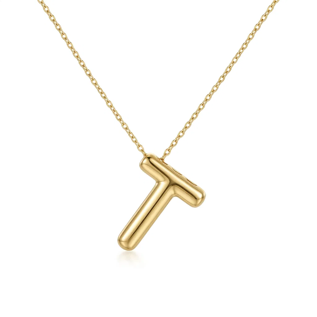 14 K Balon T Harf Kolye