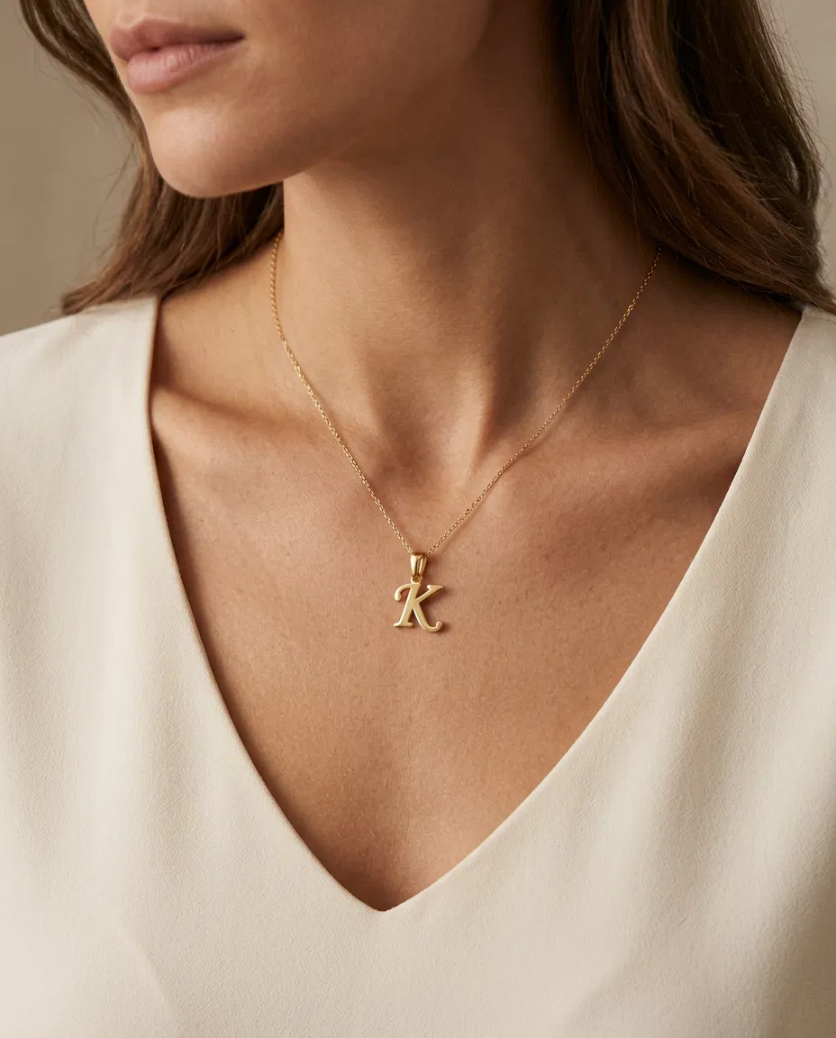 14 K K Harfi Kolye