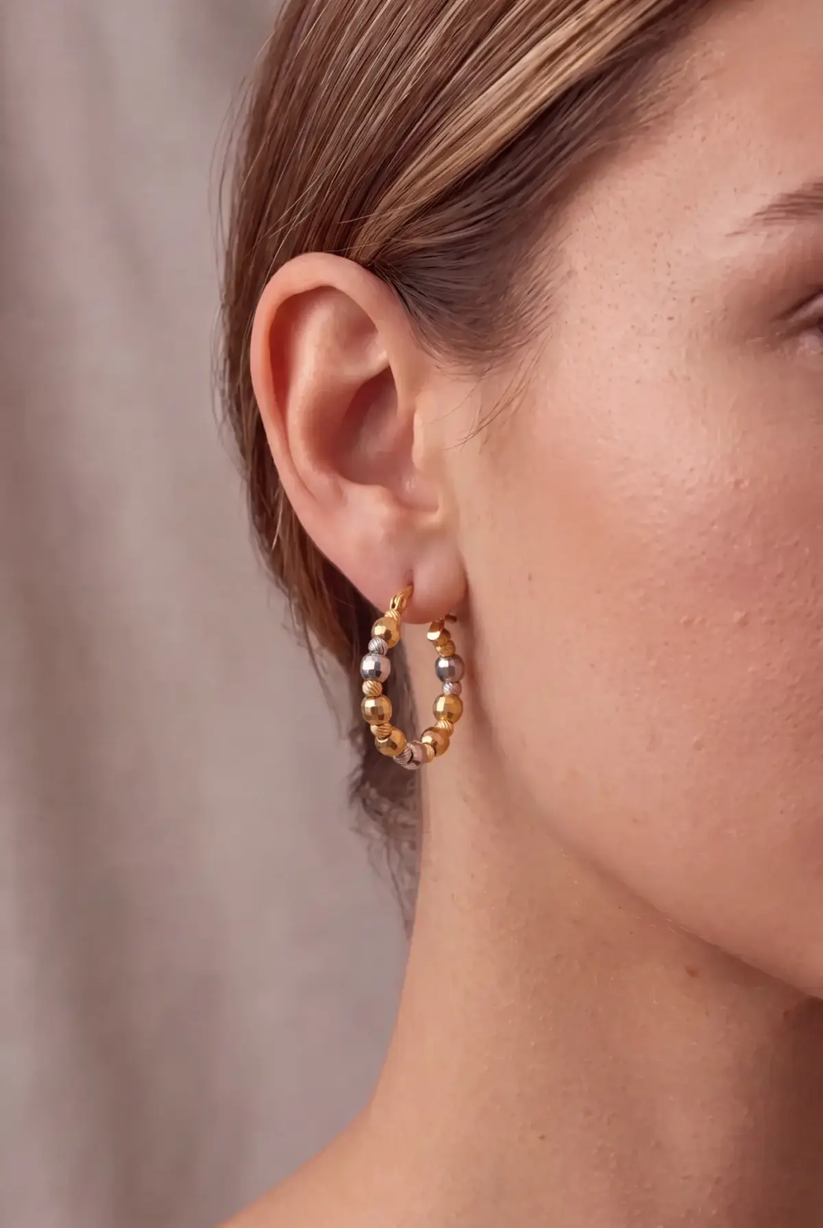14 K Üç Renkli Dorika Disco Top Küpe
