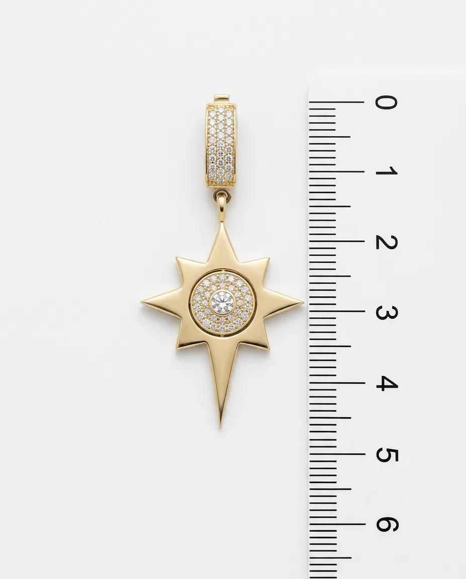 14 K Kuzey Yıldızı Döküm Charm