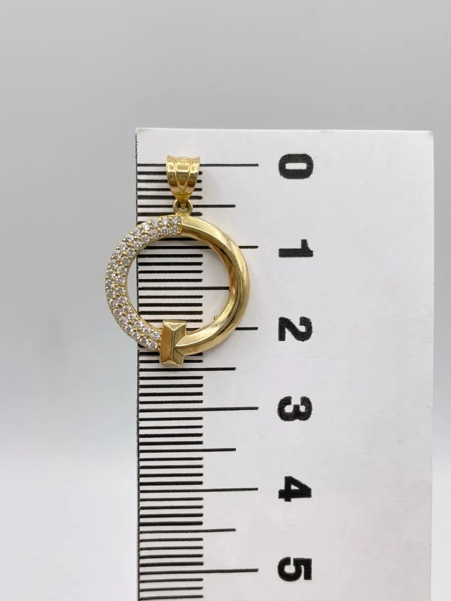 14 K Yarı Taşlı Çember Döküm Kolye Ucu