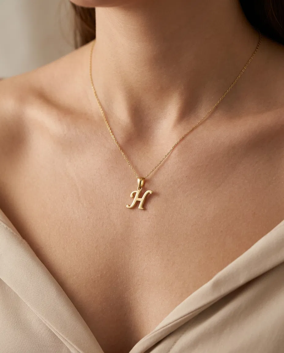 14 K H Harfi Kolye