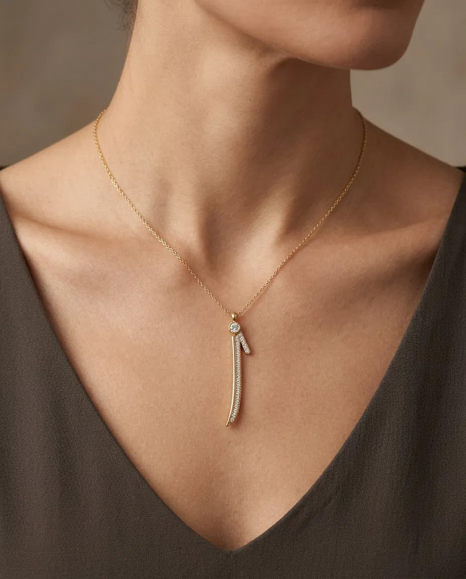 14 K Taşlı Elif Kolye