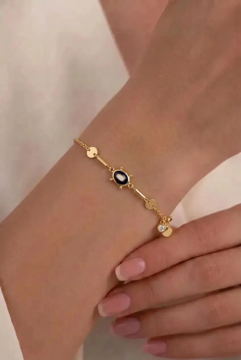14 K Kaplumbağa Mineli Bileklik
