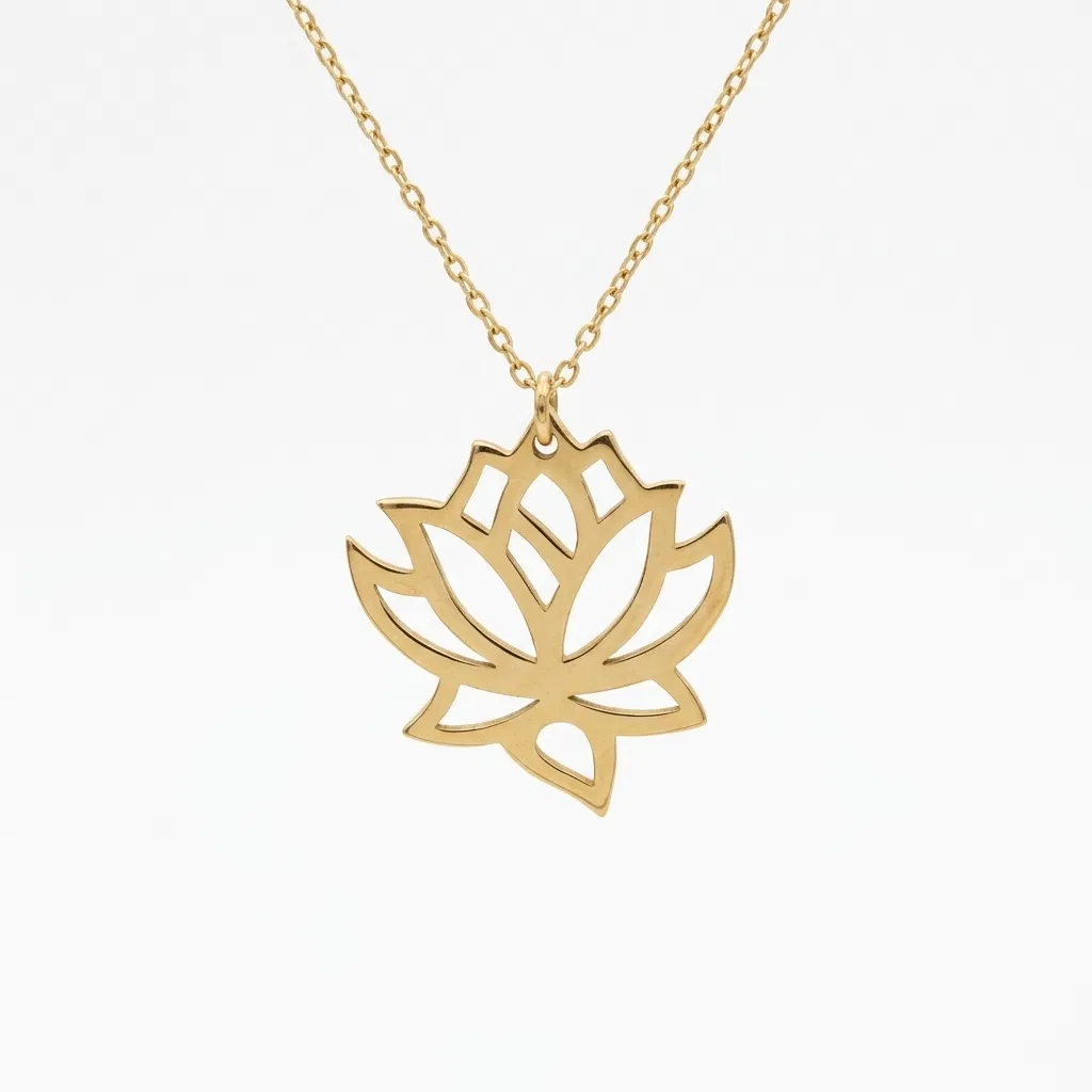 14 K Lotus Plaka Kolye