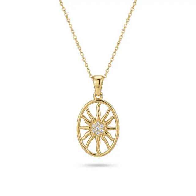 14 K Oval Güneş Kolye