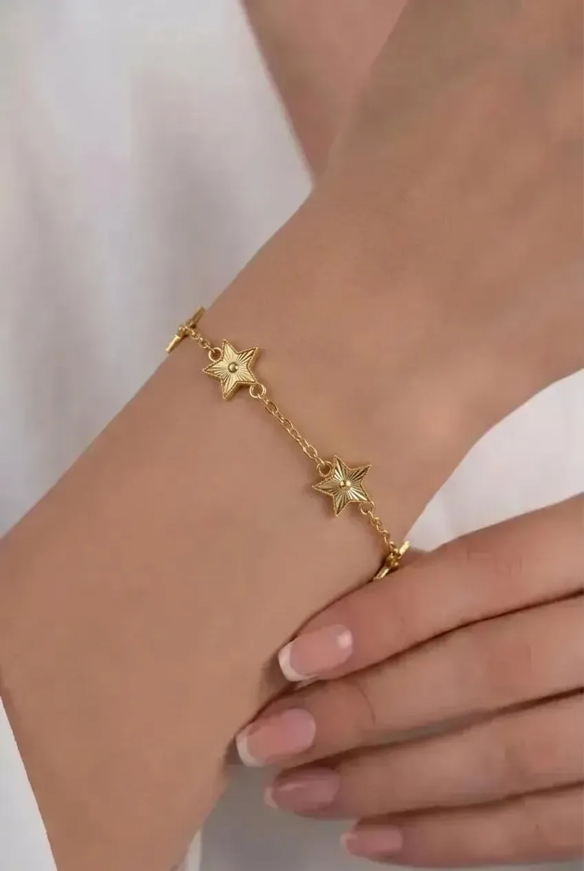 14 K Yıldız Kalemli Bileklik