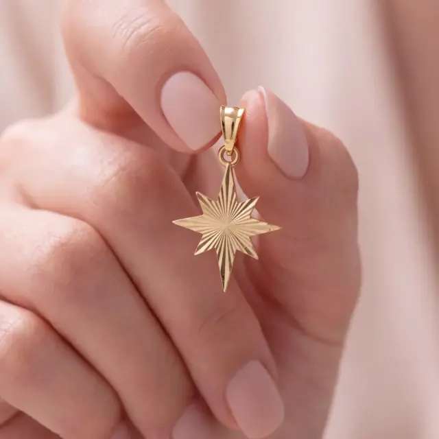 14 K Kuzey Yıldızı Kolye Ucu Füzyon