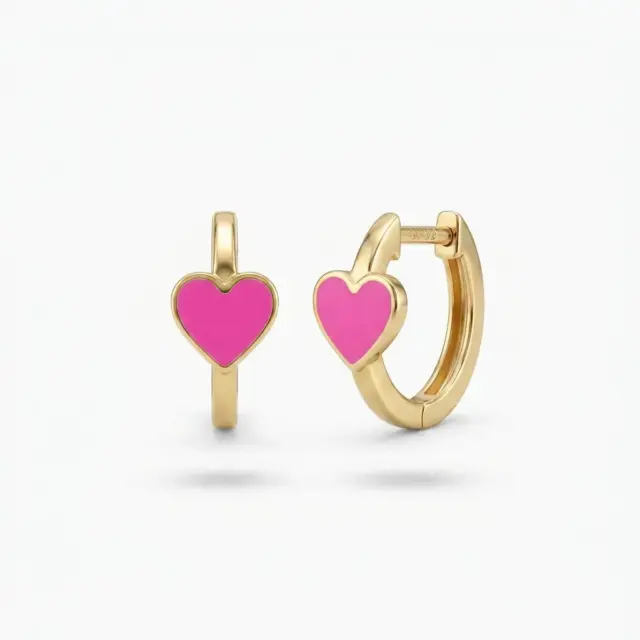 14 K Pembe Kalp Çocuk Küpesi