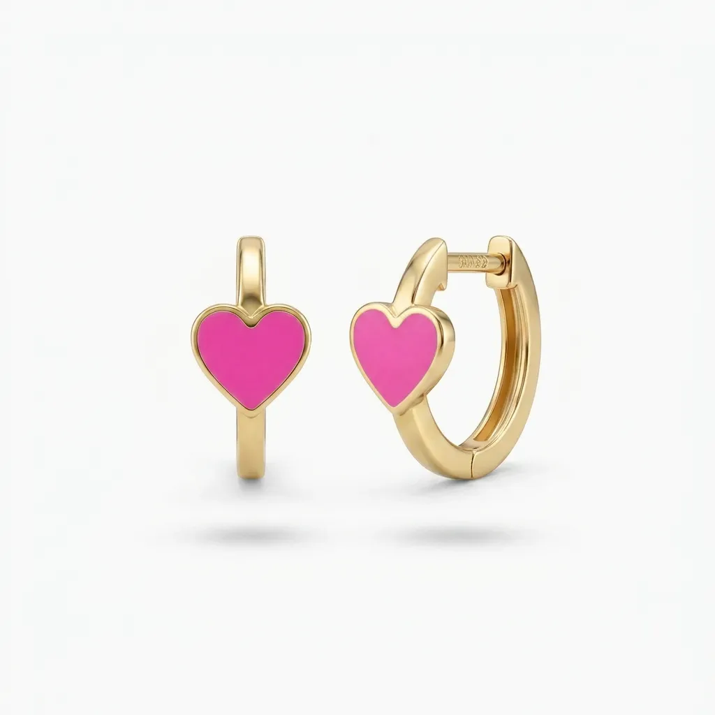 14 K Pembe Kalp Çocuk Küpesi