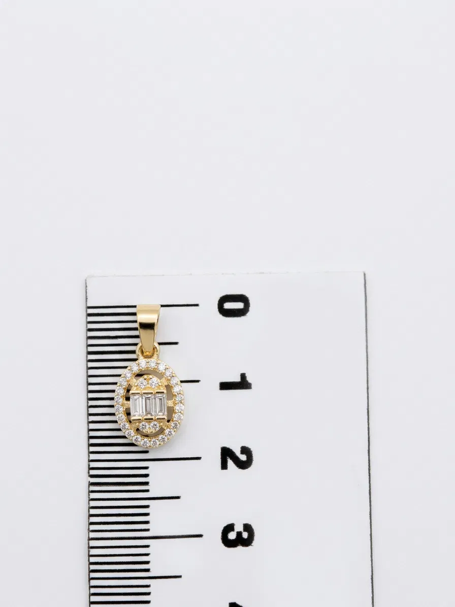 14 K Oval Baget Kolye Ucu