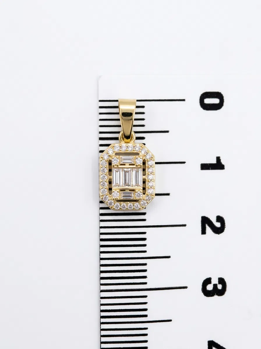14 K Kare Baget Kolye Ucu