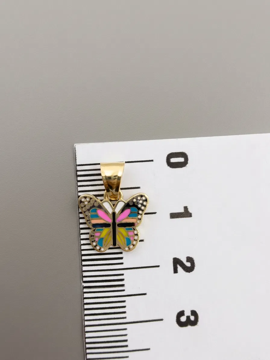14 K Renkli Kelebek Döküm Kolye Ucu