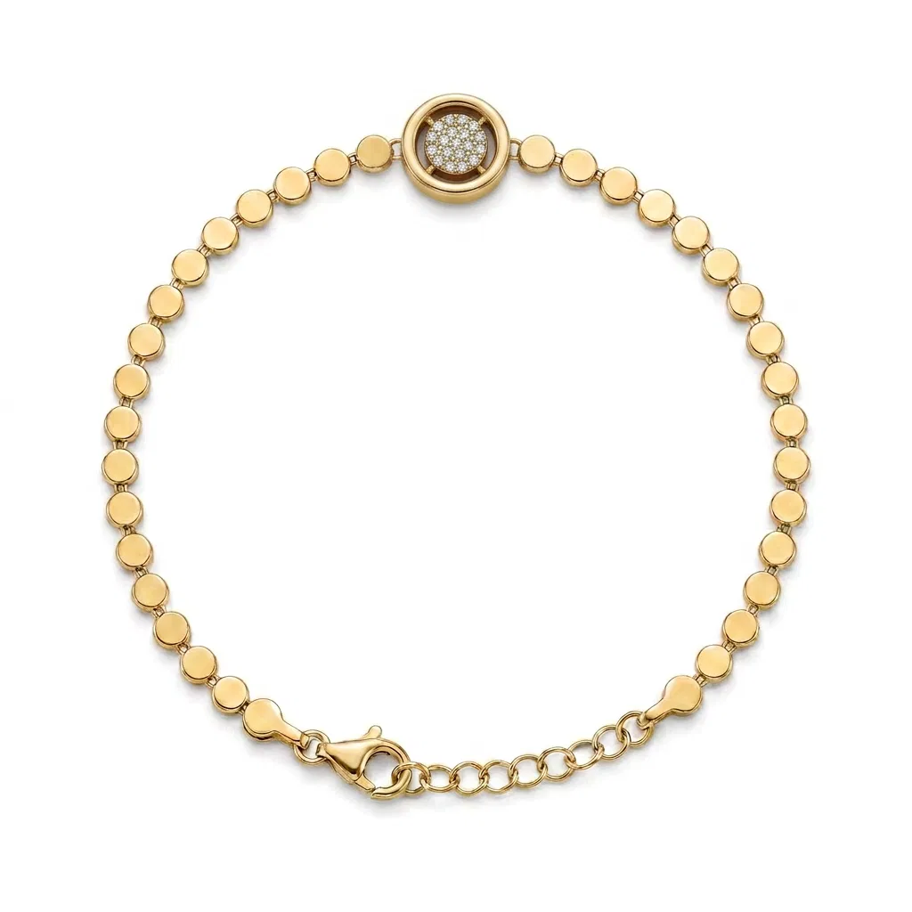 14 K Ortası Taşlı Daire Bileklik