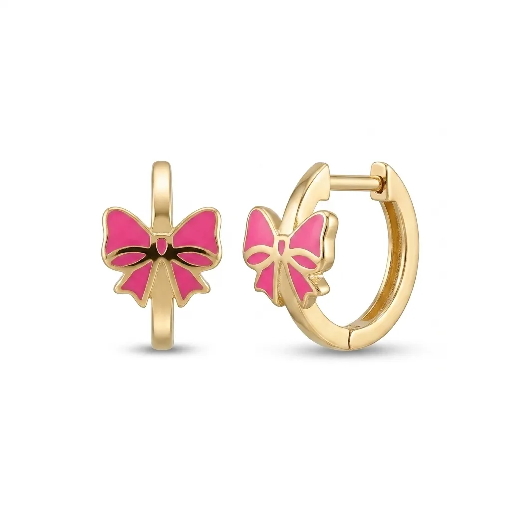 14 K Pembe Fiyonk Çocuk Küpesi