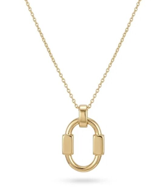 14 K Oval Üzerine Dikdörtgen Kolye