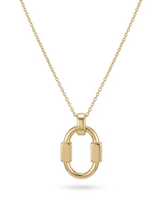 14 K Oval Üzerine Dikdörtgen Kolye