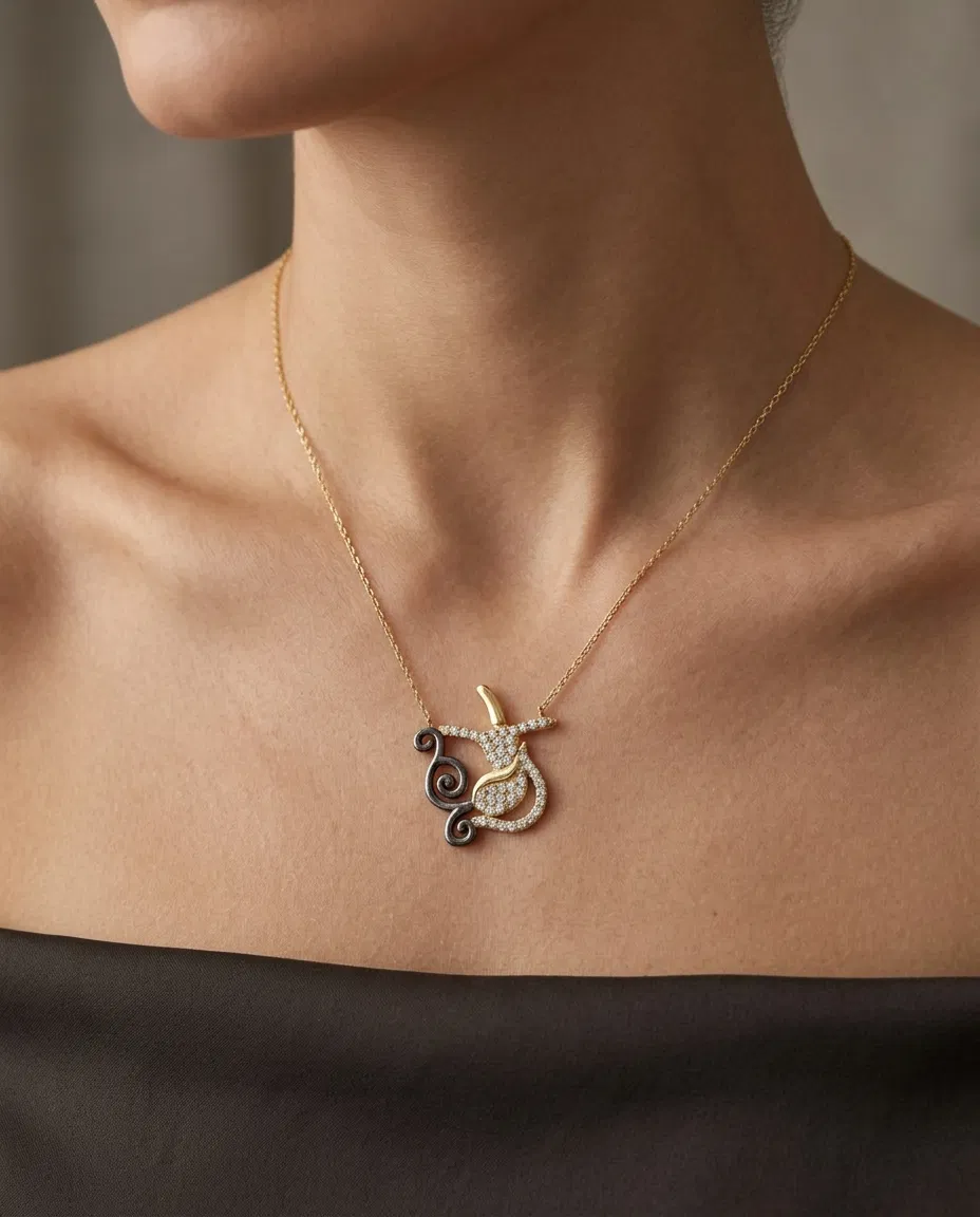 14 K Taşlı Semazen Kolye