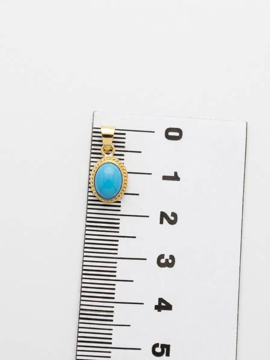 14 K Firuze Oval Taşlı Kolye Ucu