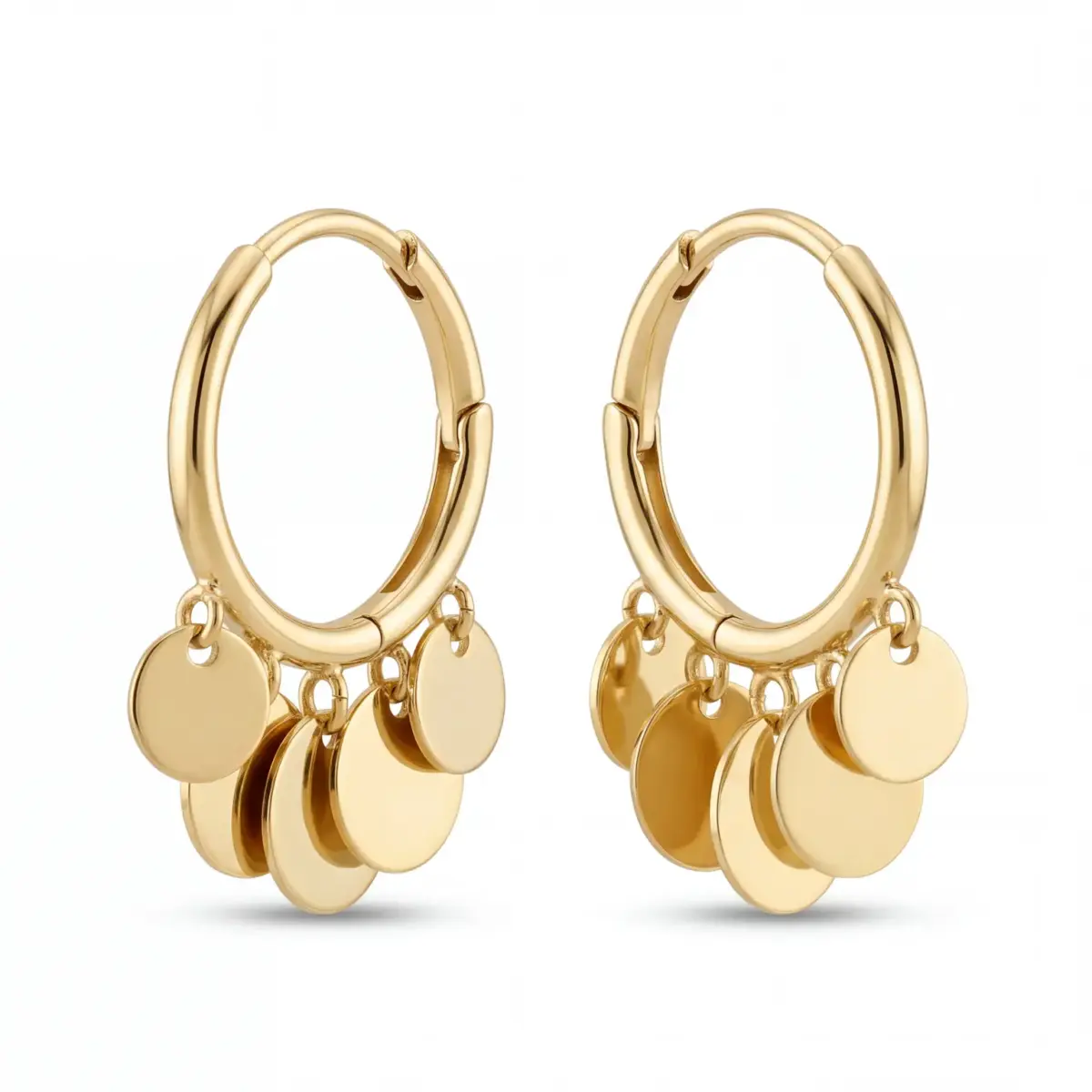 14 K Daire Pul Sallantılı Halka Küpe