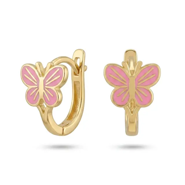 14 K Pembe Kelebek Çocuk Küpesi