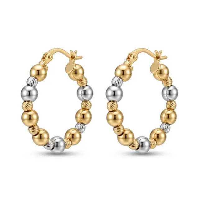 14 K Üç Renkli Dorika Disco Top Küpe