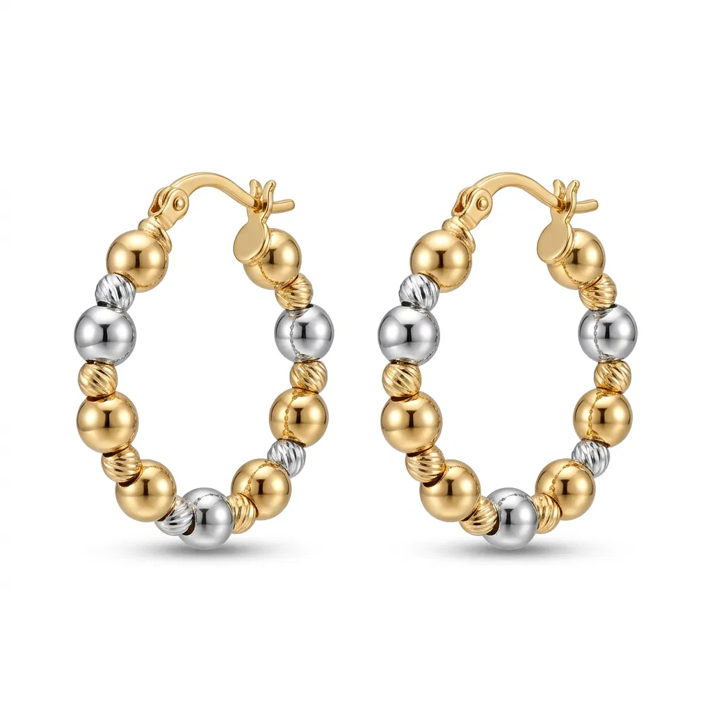 14 K Üç Renkli Dorika Disco Top Küpe
